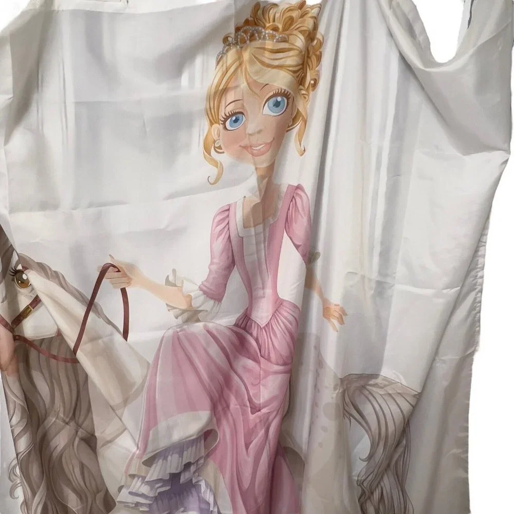 Princess On a Horse 3D Fabric Shower Waterproof Curtain Bathroom Girls Decor‎